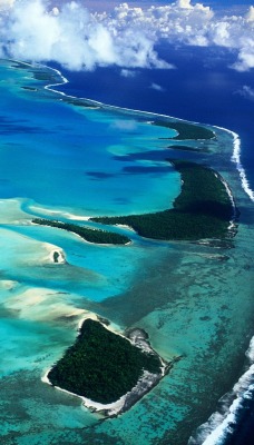 Aerial View of Aitutaki Island, Cook Islands