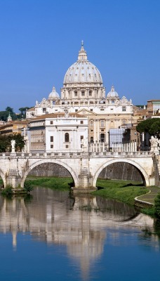 The Vatican Seen Past the Tiber River, Rome, Italy
