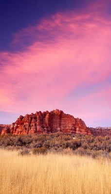 Sandstone Formations at Sunset, Zion National Park, Utah