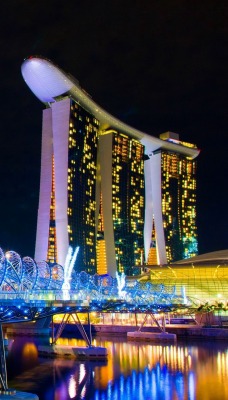 Сингапур мост огни ночь