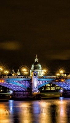 мост город вечер фонари