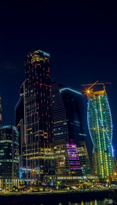 страны город архитектура ночь Москва сити Россия