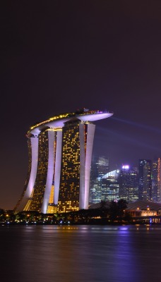 Сингапур салют ночь город архитектура