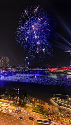 страны архитектура ночь Сингапур country architecture night Singapore