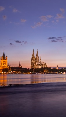 страны архитектура вечер река Германия country architecture evening river Germany