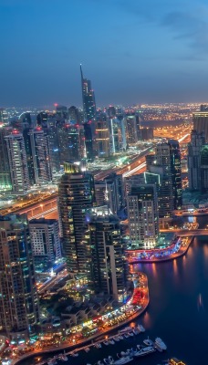 дубаи марина огни город высота Dubai Marina lights the city height