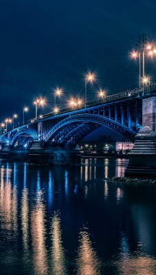 страны архитектура мост река ночь
