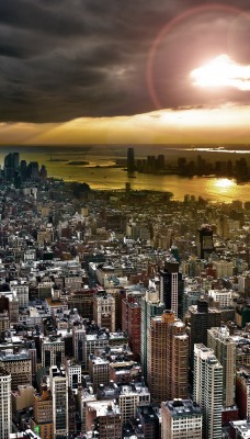 Нью-Йорк небоскребы рассвет