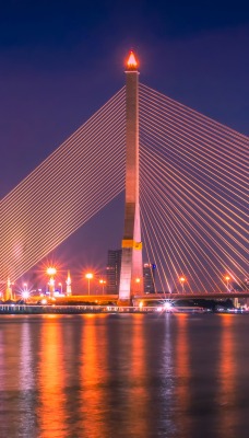 вантовый мост ночь огни