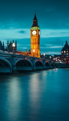Темза мост биг-бен ночь Англия Лондон