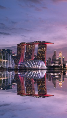 сангапур отражение залив город закат
