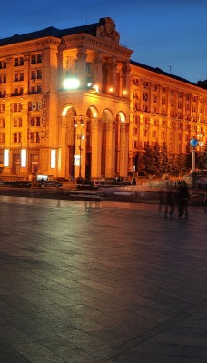 здание киев крещатик площадь ночь огни