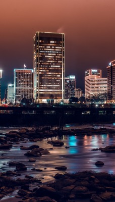 город ночь освещение мост