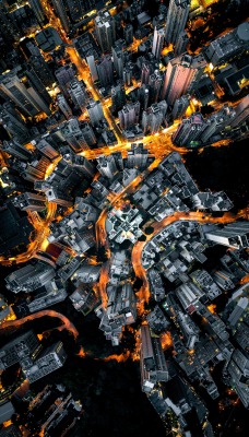 город вид сверху высота огни небоскребы здания улицы