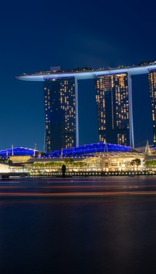 небоскреб ночь огни сингапур
