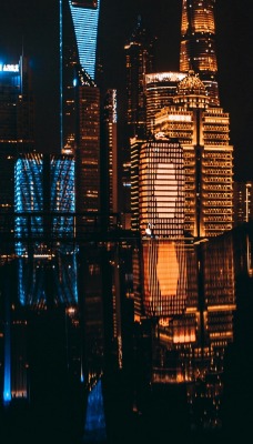 город небоскребы ночь огни