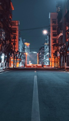 улица ночь дорога асфальт фонари