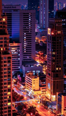 ночной город мегаполис фонари светофор