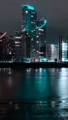 город ночь огни река