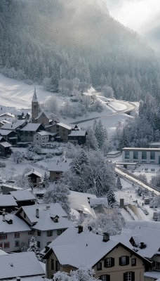 деревня зима горы