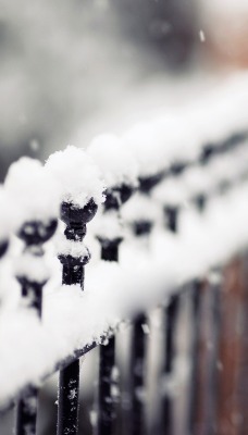 снег забор снежинки зима