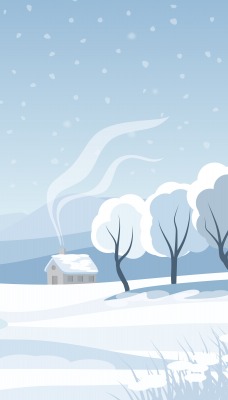 зима вектор минимализм деревья холмы