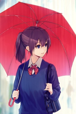 аниме зонт дождь
