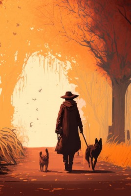 человек прогулка собаки