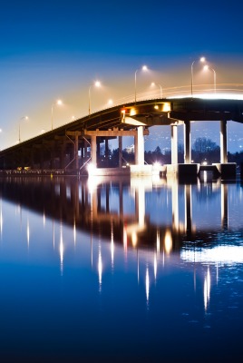 мост огни вода
