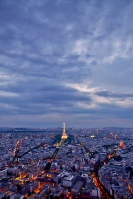 Париж сумерки ночь город вечер