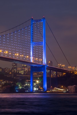 мост освещение город ночь