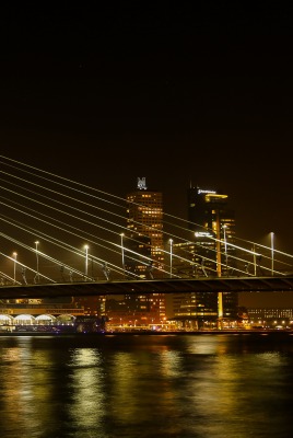 мост город ночь огни