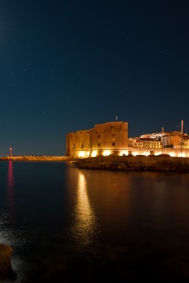ночь огни крепость залив