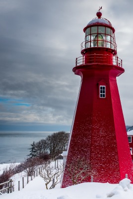 маяк зима снег красный