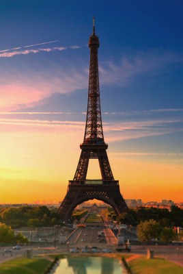 эйфелева башня париж рассвет небо облака