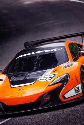 оранжевый спортивный автомобиль mclaren 650s gt3