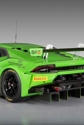 зеленый автомобиль спортивный lamborghini huracan gt3