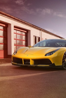 желтый автомобиль спортивный ferrari 488 gtb