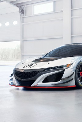 спортивный автомобиль белый acura nsx gt3