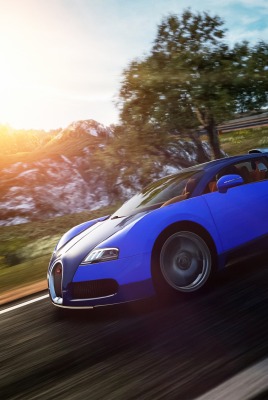 Bugatti Veyron дорога рассвет