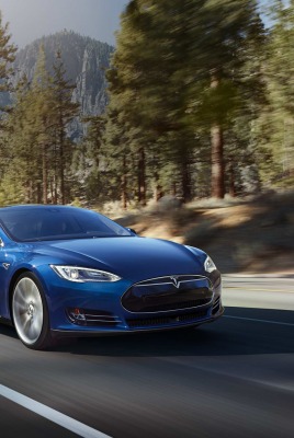 Tesla Model S дорога природа