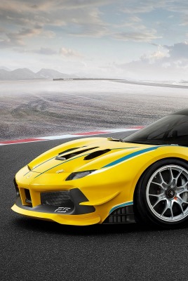 Ferrari желтая купе дорога