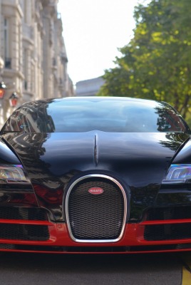 Bugatti Veyron здание деревья дорога