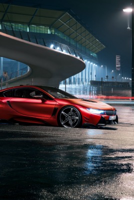 BMW i8 мост ночь