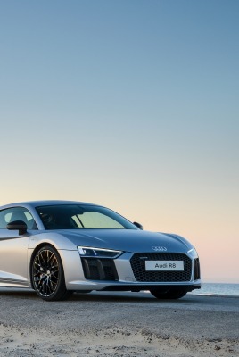 Audi R8 море берег песок