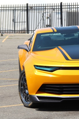 chevrolet camaro спорткар асфальт забор