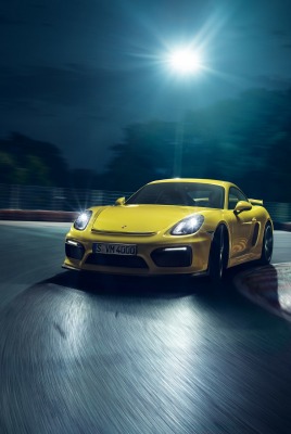 porsche cayman ночь дорога поворот