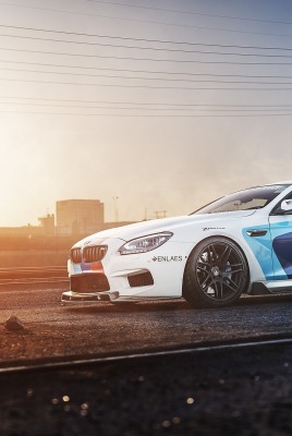 bmw m6 закат вечер дорога вид сбоку