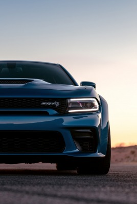 додж dodge charger автомобиль вид спереди фары синий