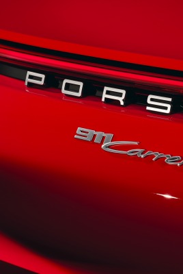 porshe красный надпись логотип вид сзади